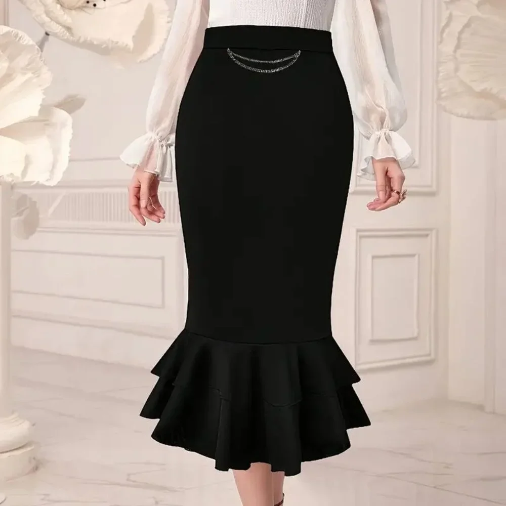 Elegant Mermaid Tail Midi Skirt - Picture 3 of 4